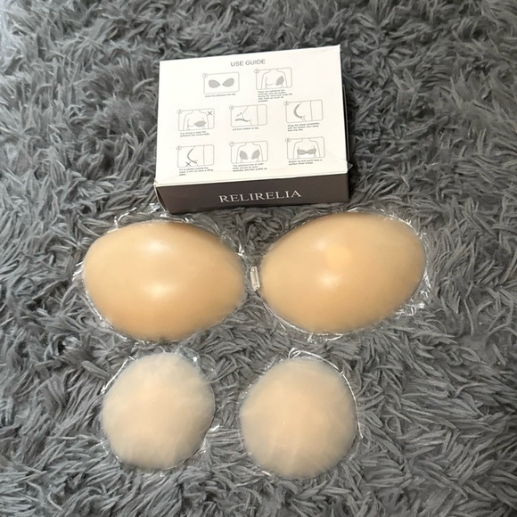 RELIRELIA Womens Silicone Adhesive Bra Strapless Push Up B Cup Nude - Picture 2 of 3